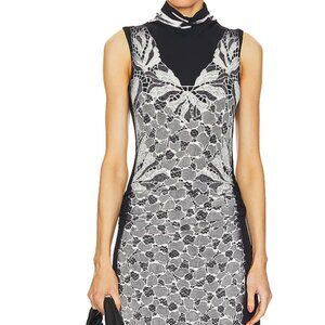 JONATHAN SIMKAI "Aldina" black and white lace effect maxi dress - SIZE M